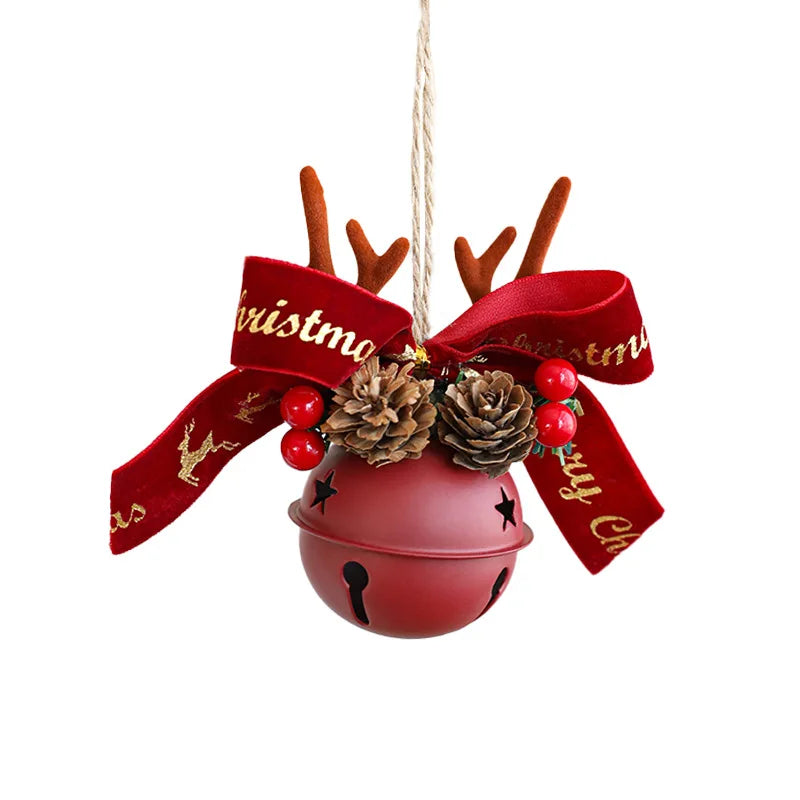 Christmas Bells Antlers Bows Pinecone Mixed Pendants Tree Window