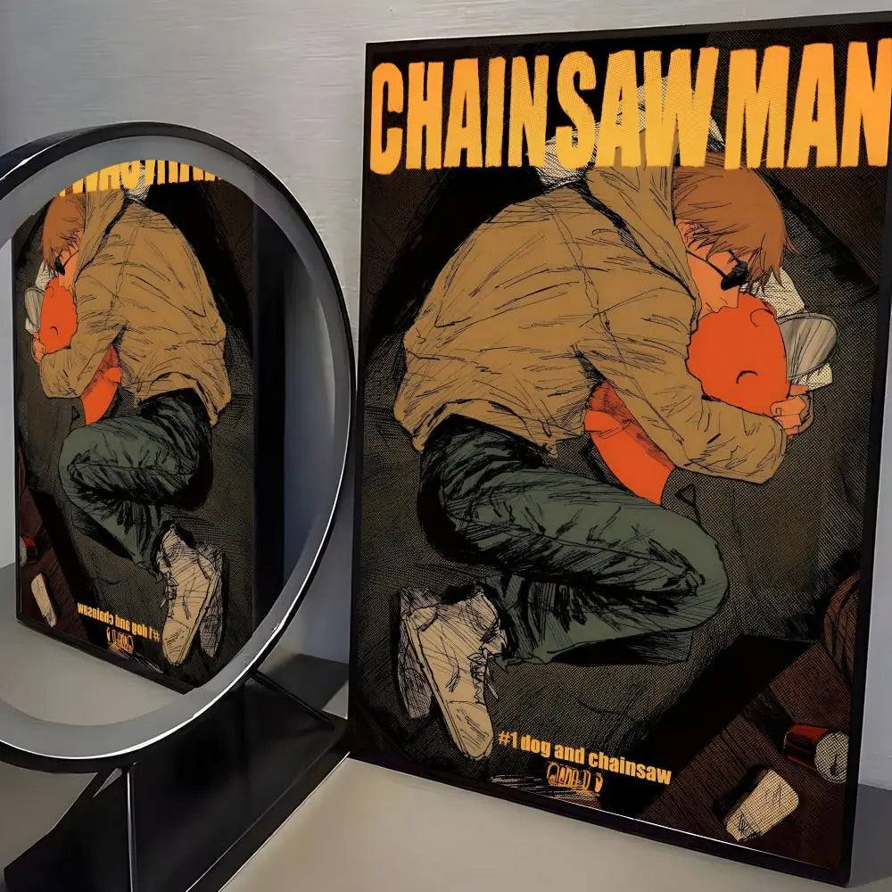 Chainsaw Man Anime Poster Self-Adhesive Wall Art Sticker