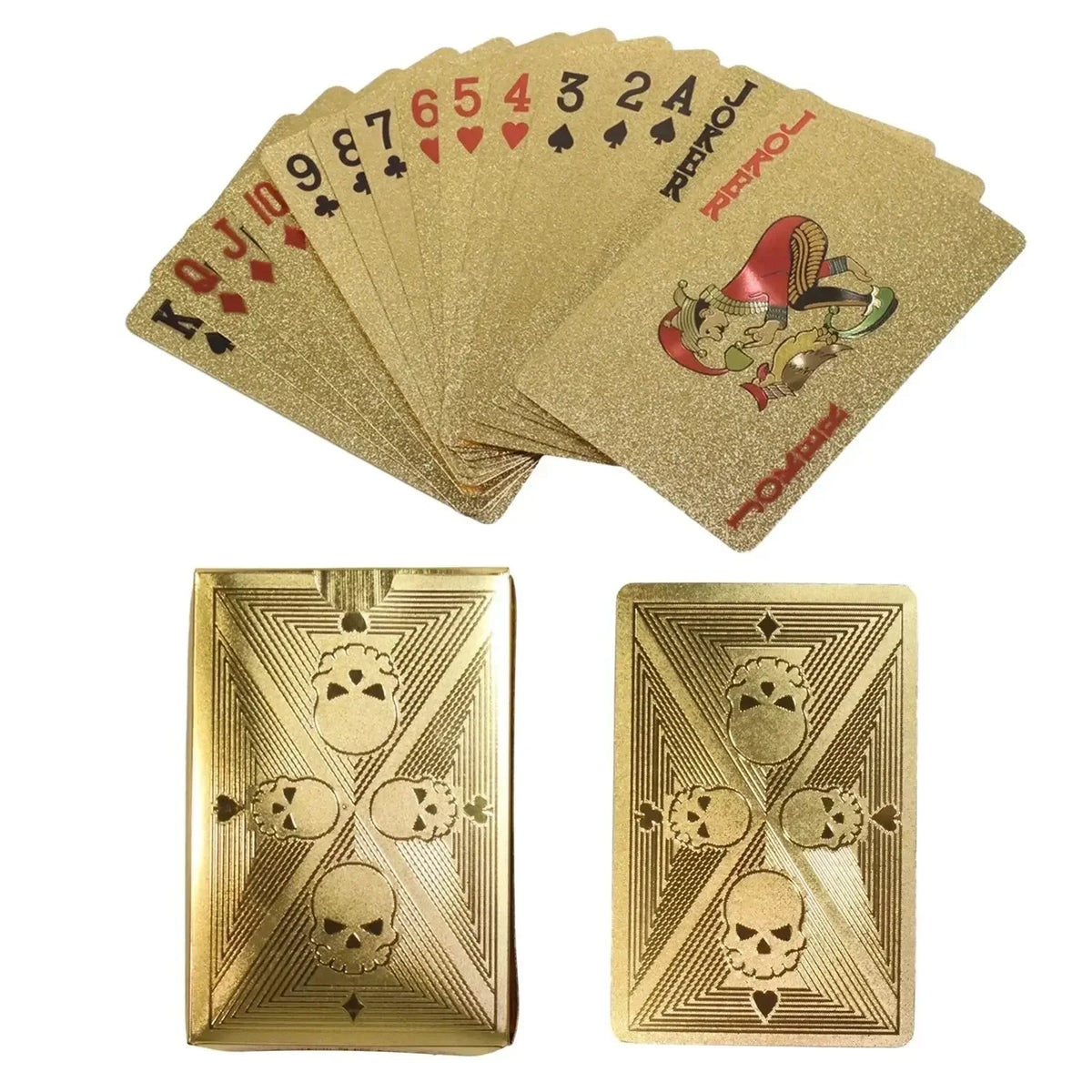 Gold Foil Skull PVC Playing Cards – Waterproof Poker Deck