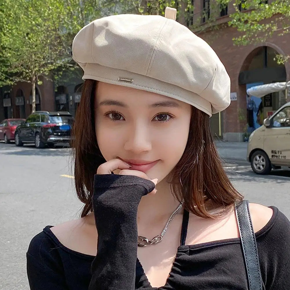 Women's Vintage French Plaid Beret Hat – Painter Cap All Seasons