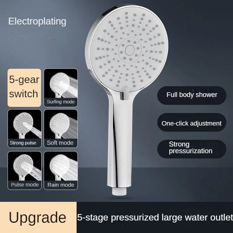 Large 5-Speed Handheld Rain Shower Head – Water-Saving Panel