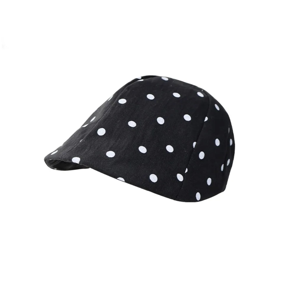 Retro Y2K Polka Dot Beret – Women's Korean Newsboy Cap
