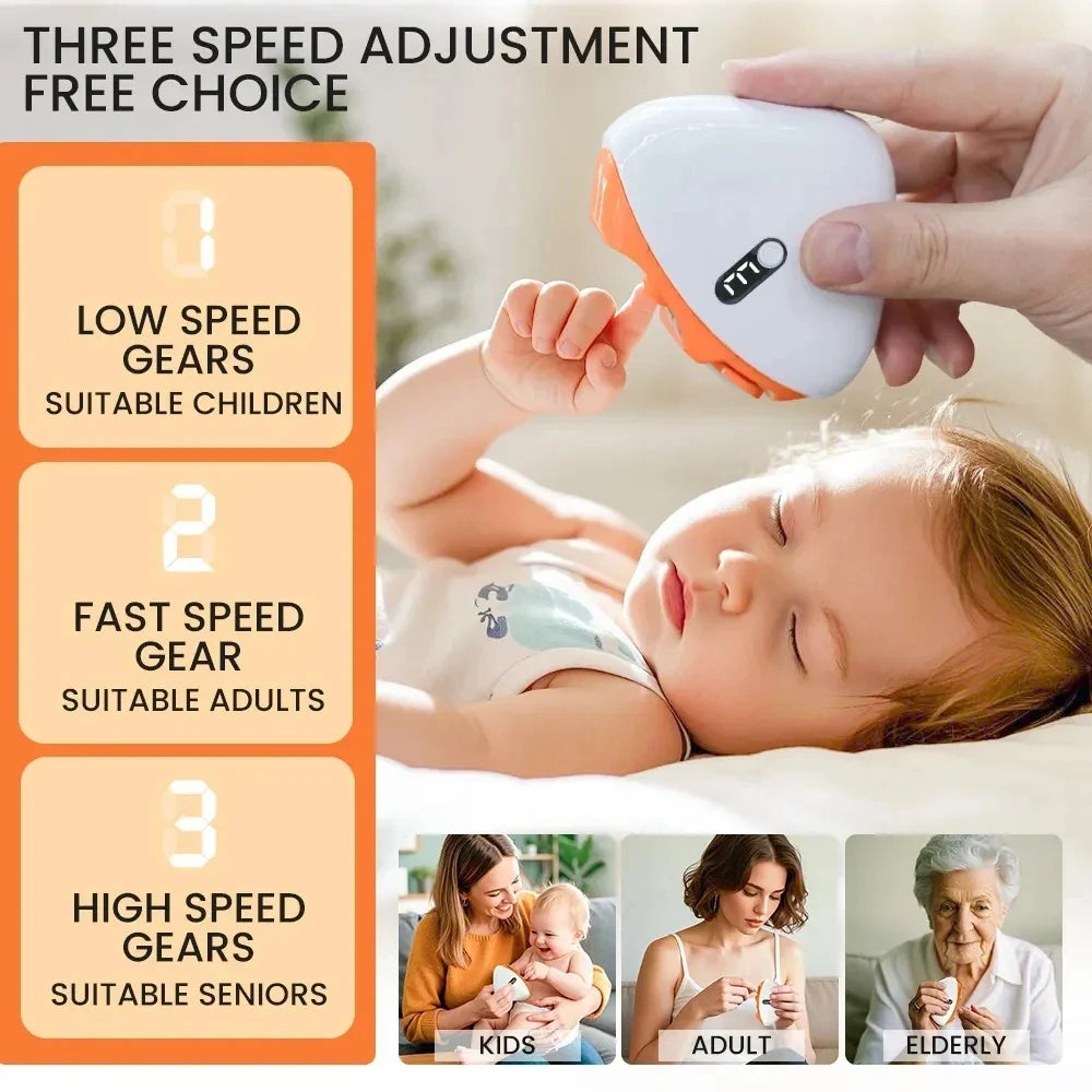 Automatic Electric Nail Trimmer Polisher LED Light Safe Care Adults