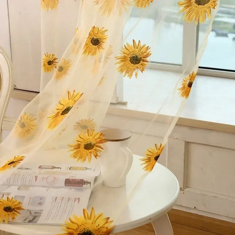 100 Sunflower Summer Tulle Curtains Living Room Bedroom Kitchen