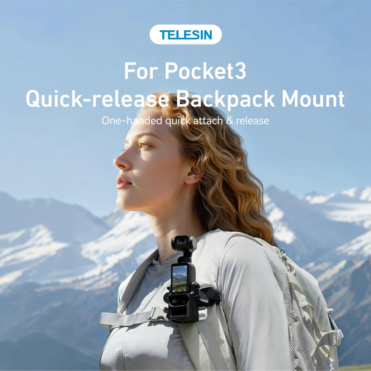 TELESIN Quick Release Backpack Mount DJI Pocket 3 Camera Accessories