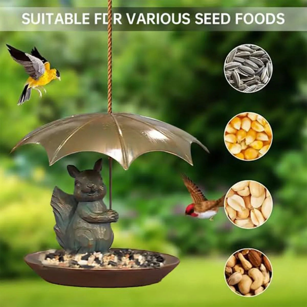 Metal Animal Umbrella Bird Feeder | Garden Yard Decor Gift
