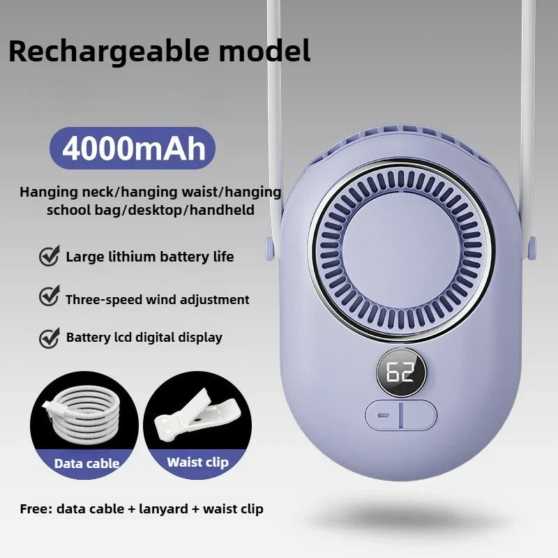URGGU Bladeless Neck Fan – USB Rechargeable Portable Cooler