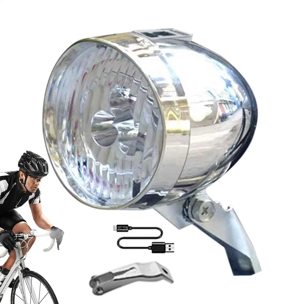 Retro Bike Headlight – USB Rechargeable 3 LED Front Light
