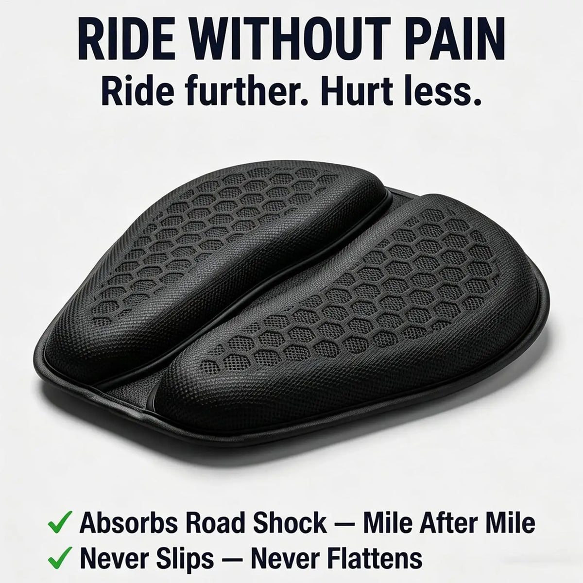 Honeycomb Gel Motorcycle Seat Cushion | Non-Slip Long Ride
