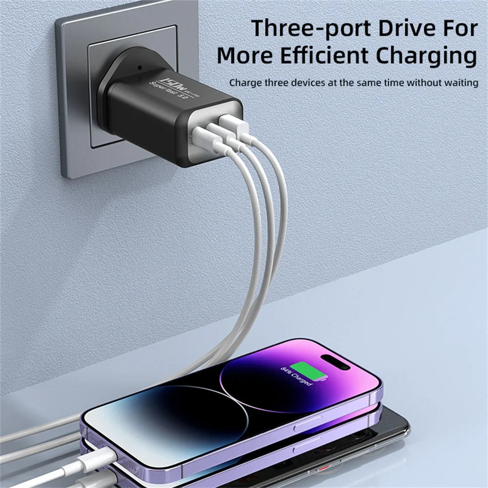 150W USB-C PD Fast Charger Quick Charge 3.0 | EU US UK Plug