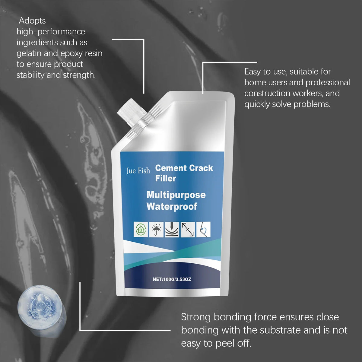 100g Waterproof Caulk Sealant | Wall & Floor Gap Filler