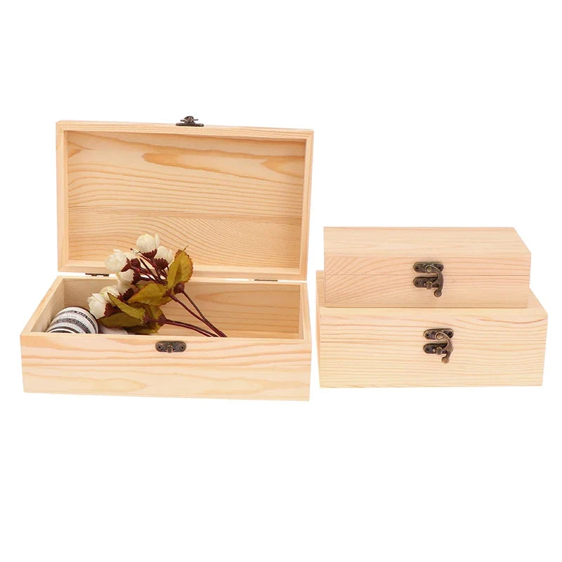 Rectangular Wooden Storage Box Organizer Case Simple Container