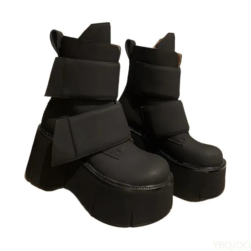 Women's Platform Wedge Mid-Calf Boots – Thick Sole Height Boost