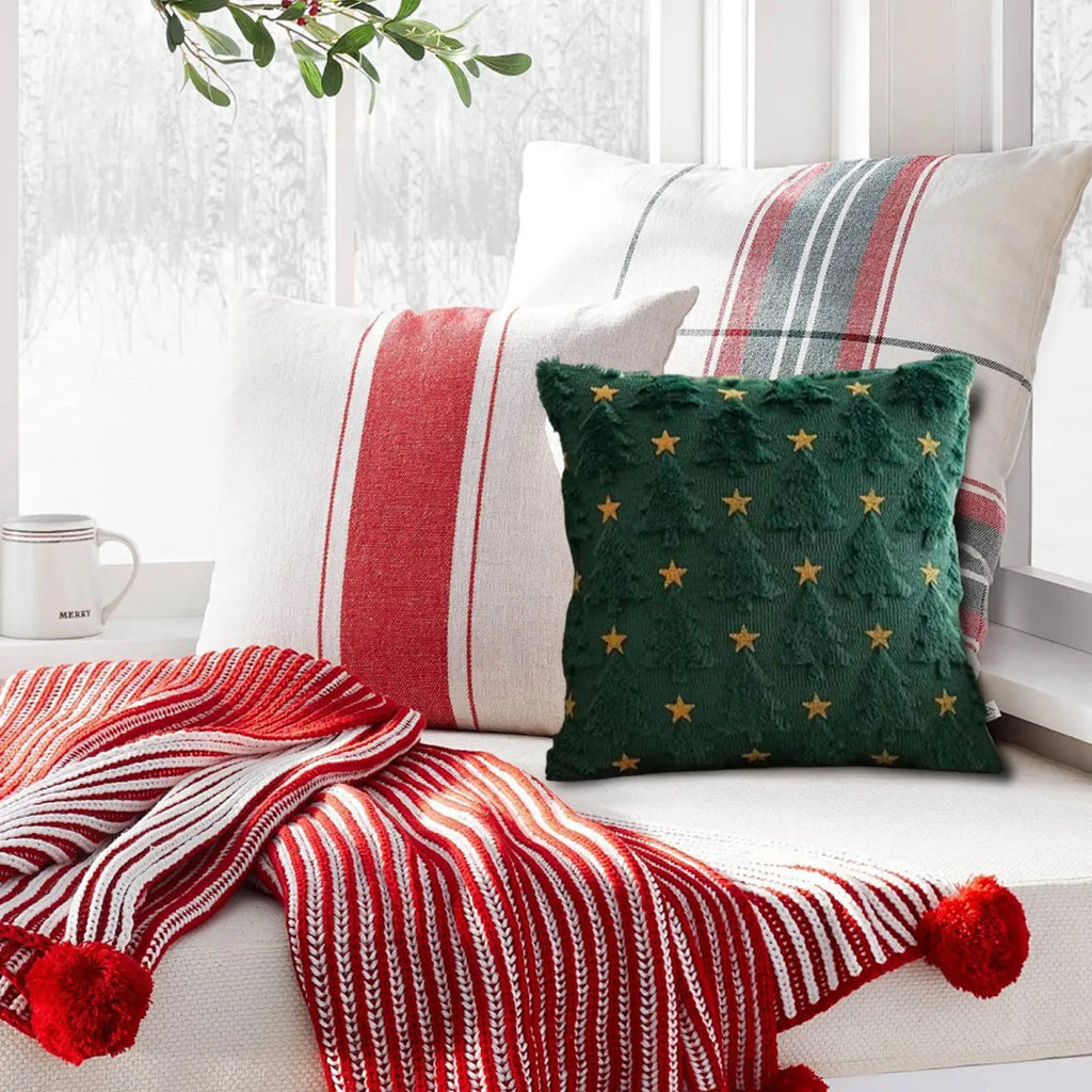 Christmas Tree Pillow Covers 17.7" | Star Pattern Cushion Cover