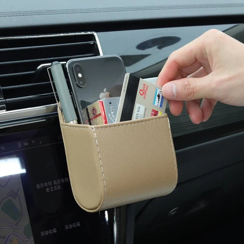 Car Air Vent Storage Bag – PU Leather Organizer Pocket