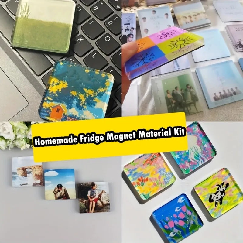 90pcs Transparent Magnetic Photo Frames | DIY Fridge Magnets