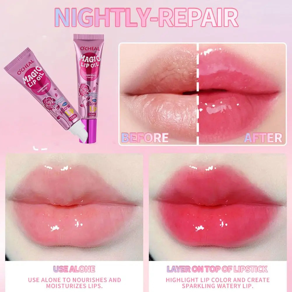 O'CHEAL Magic Color-Changing Lip Oil – Plumping & Moisturising