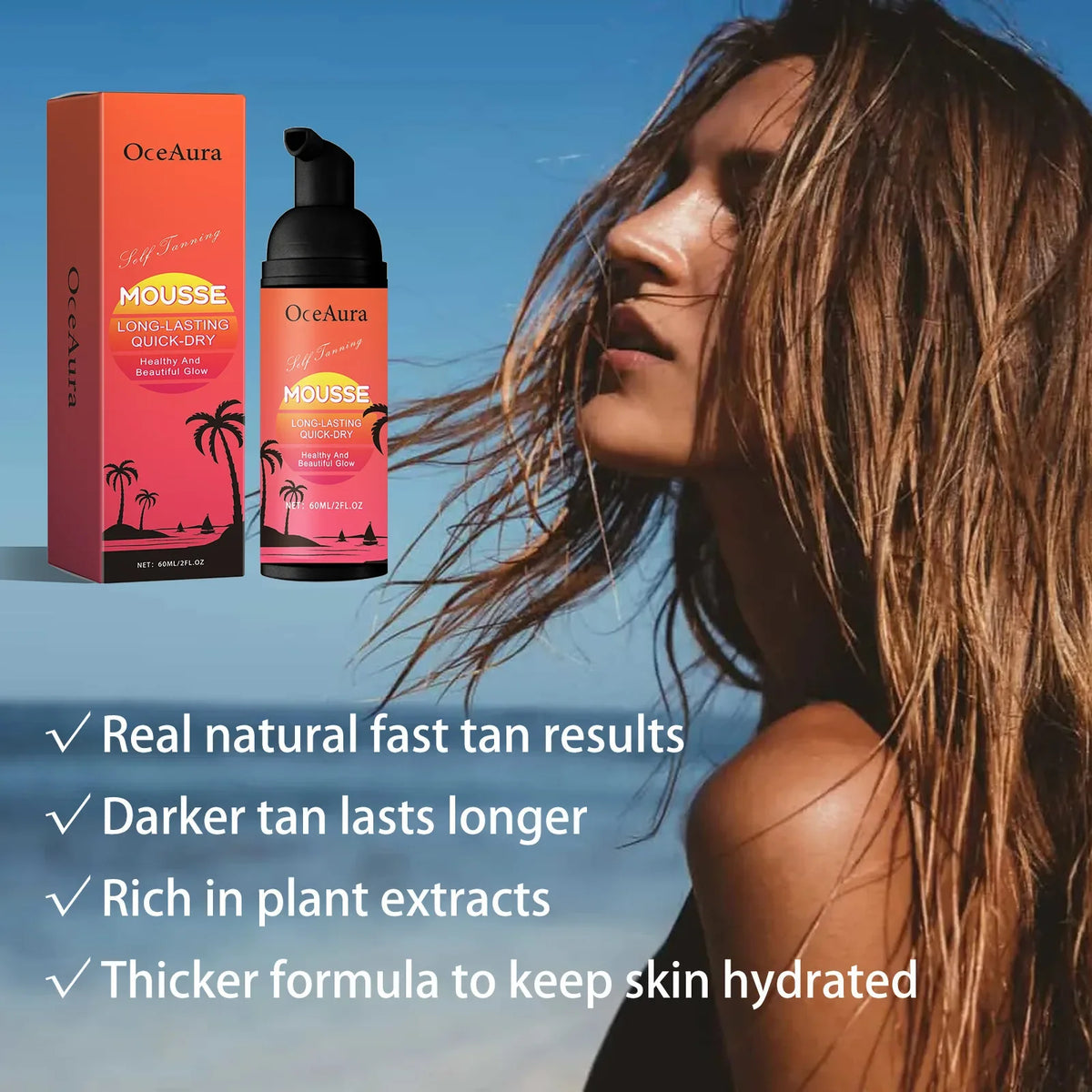 OceAura Self Tanning Mousse | Sunless Bronzer Spray 60ml