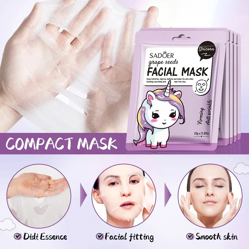 SADOER Fruit Face Mask 5-Pack – Hydrating & Anti-Wrinkle