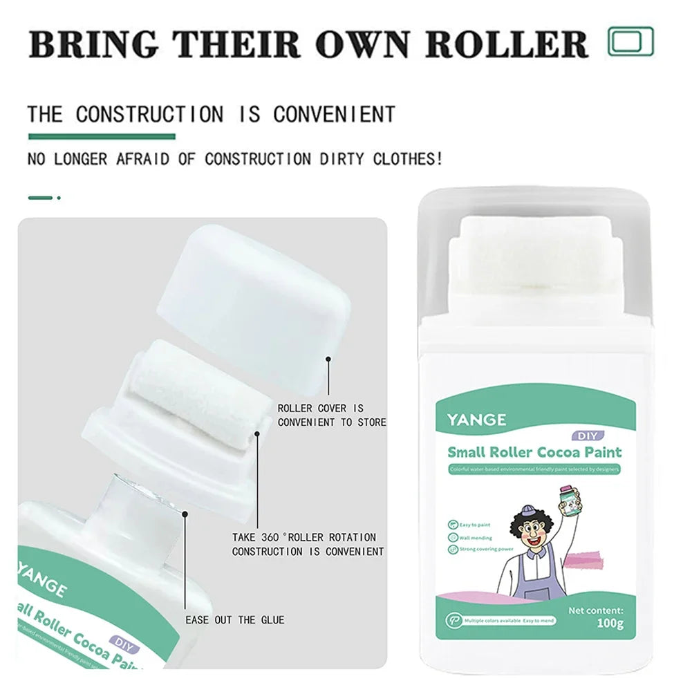 High Coverage White Wall Touch-Up Paint with Roller Brush