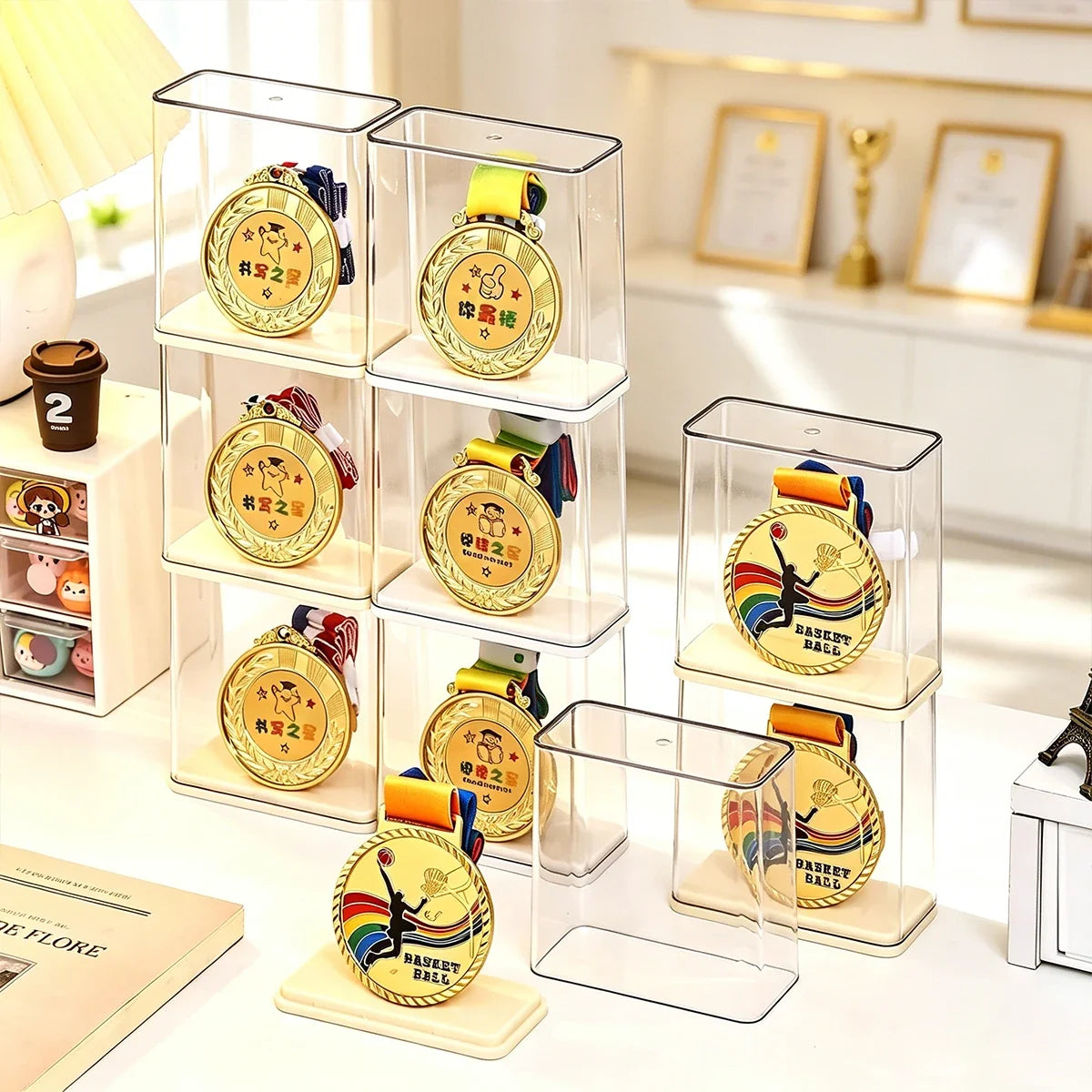 Transparent Stackable Acrylic Medal Display Storage Box Certificate