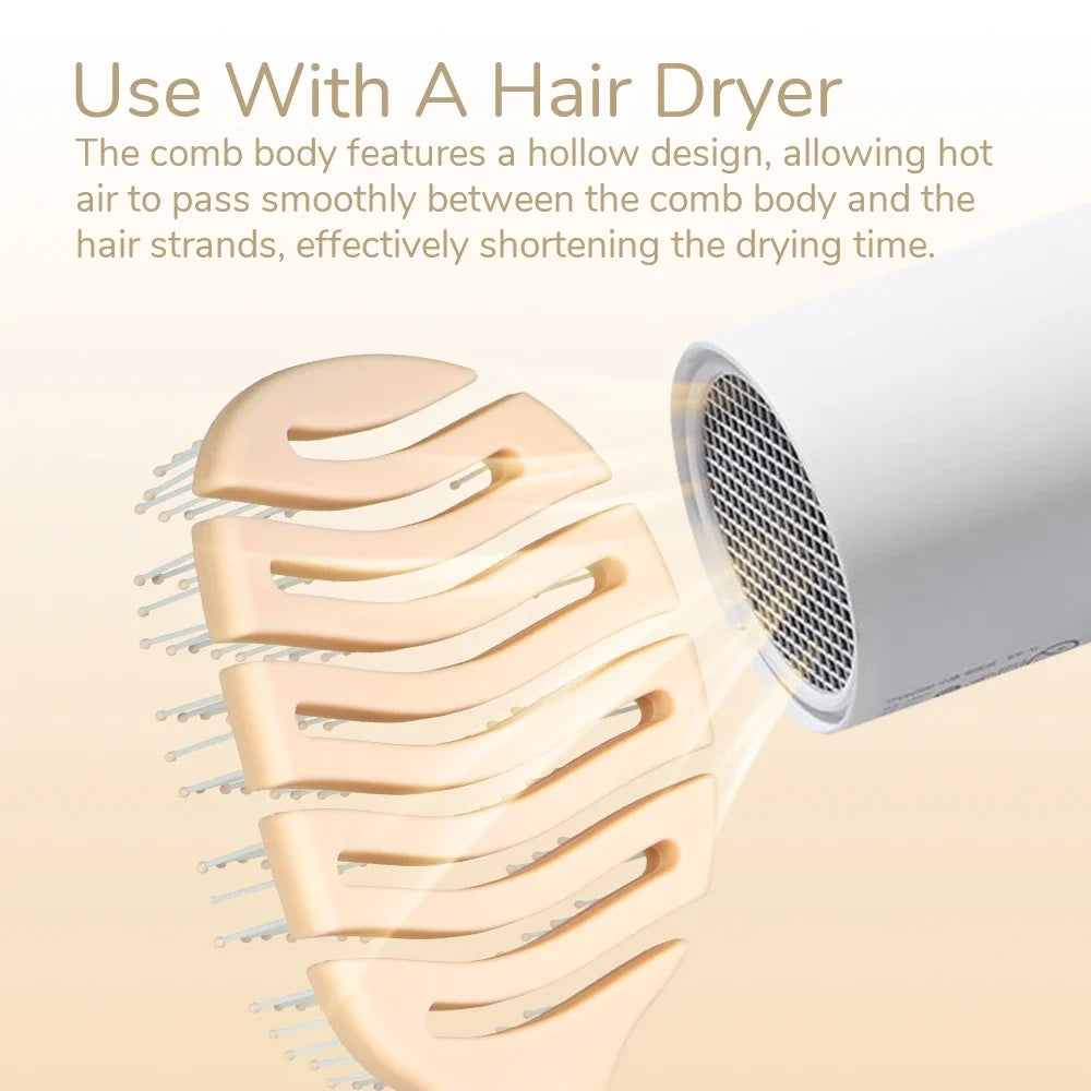 Creamy Hollow Wave Hair Brush – Vent Design & Round-Tip Bristles