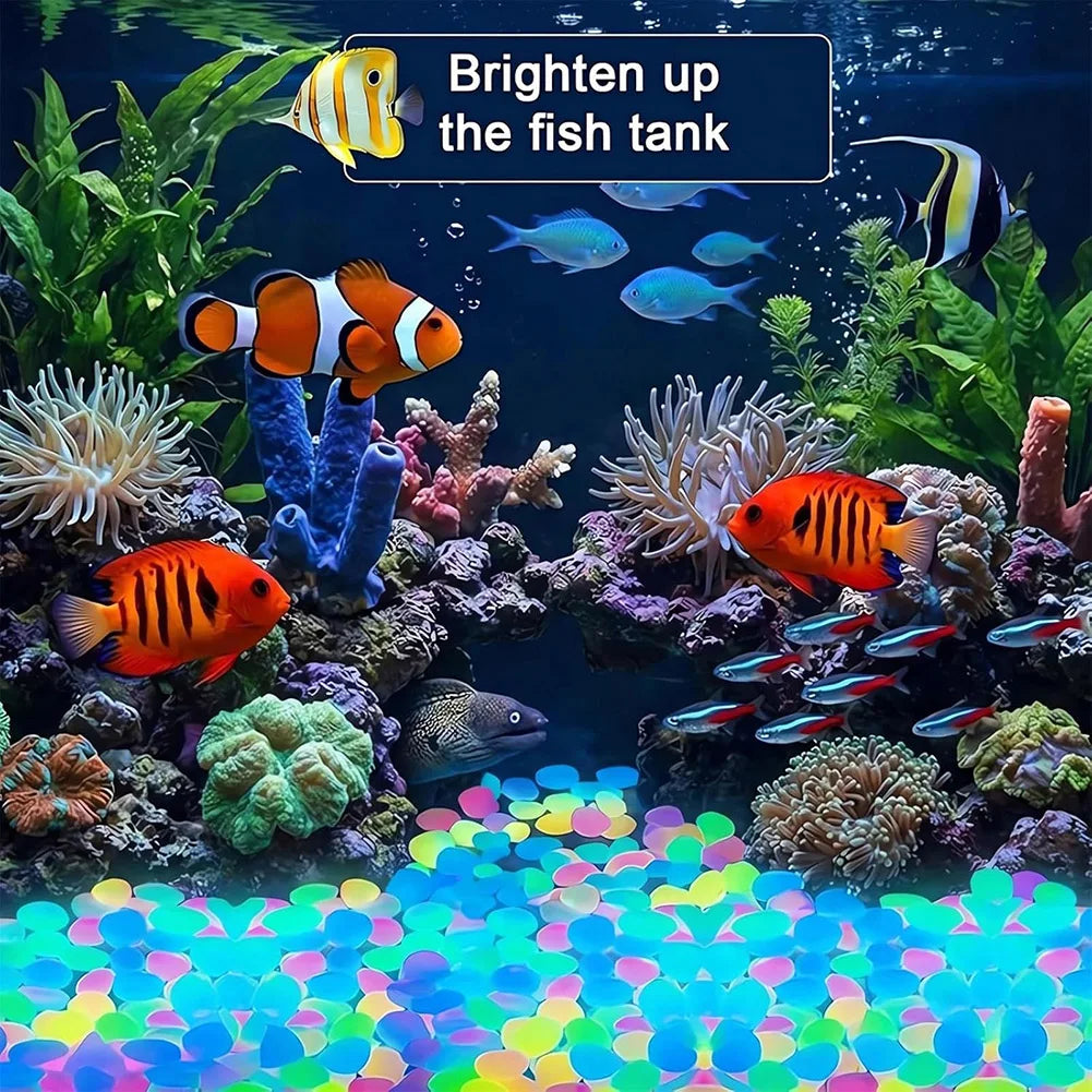 Glow in the Dark Pebbles – 200pc Luminous Garden & Aquarium Stones