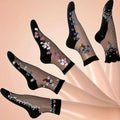 Women's Floral Mid-Tube Socks – 5 Pairs Breathable Casual