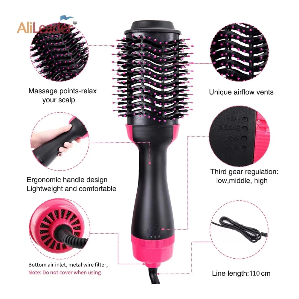 4-in-1 Hot Air Brush – Dryer, Straightener & Curler