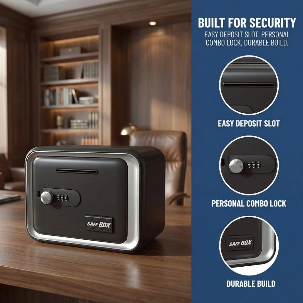 Password Lock Piggy Bank Mini Safe Box – Kids Coin & Bill Slot