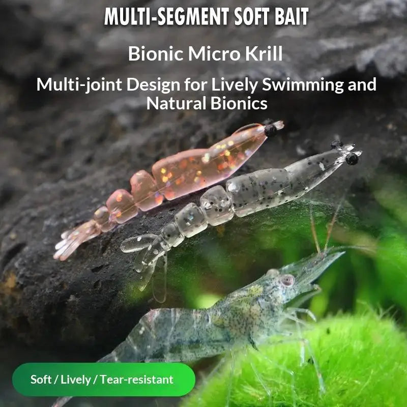 20PCS Mini Soft Worm Shrimp Fishing Lures – 40mm Silicone Bait