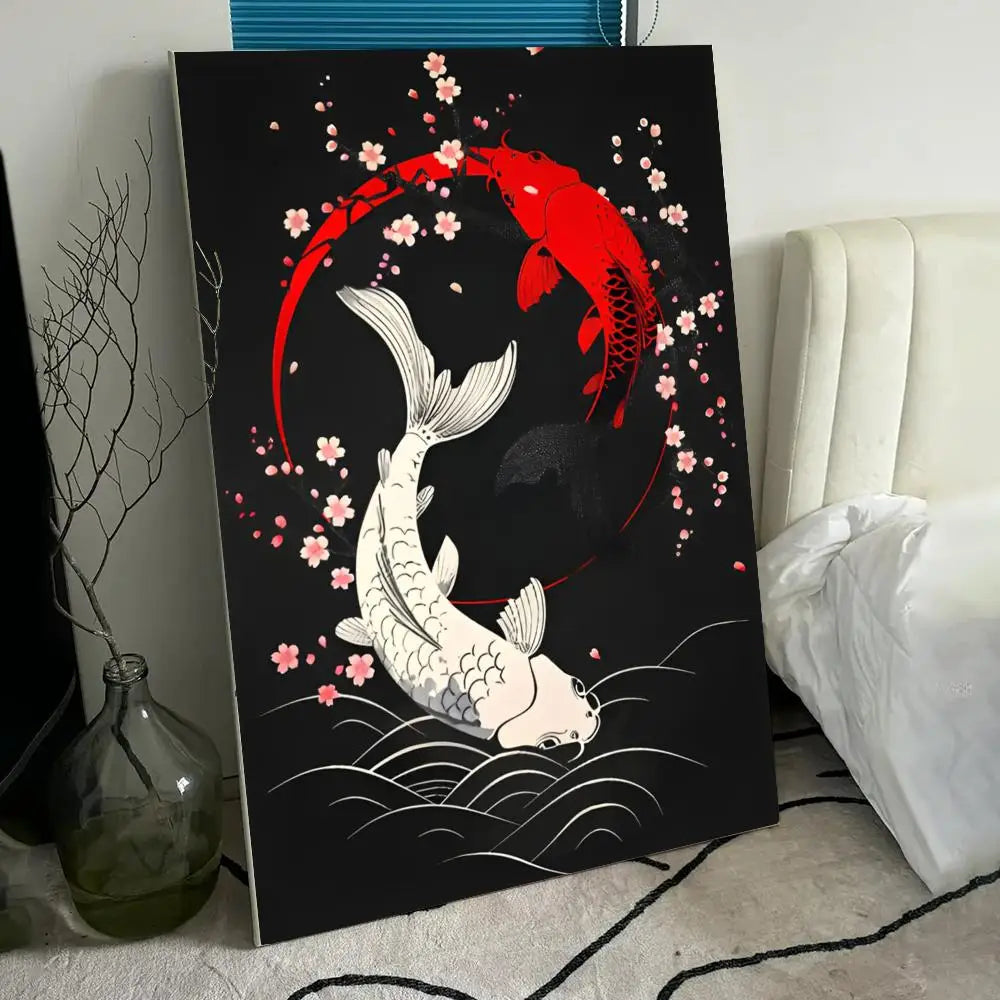 Lucky Koi Yin Yang Canvas Wall Art | HD Print Home Decor