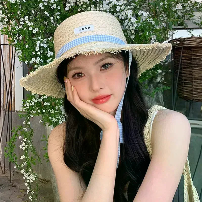 Women's Foldable Straw Sun Hat | Large Brim UV Protection