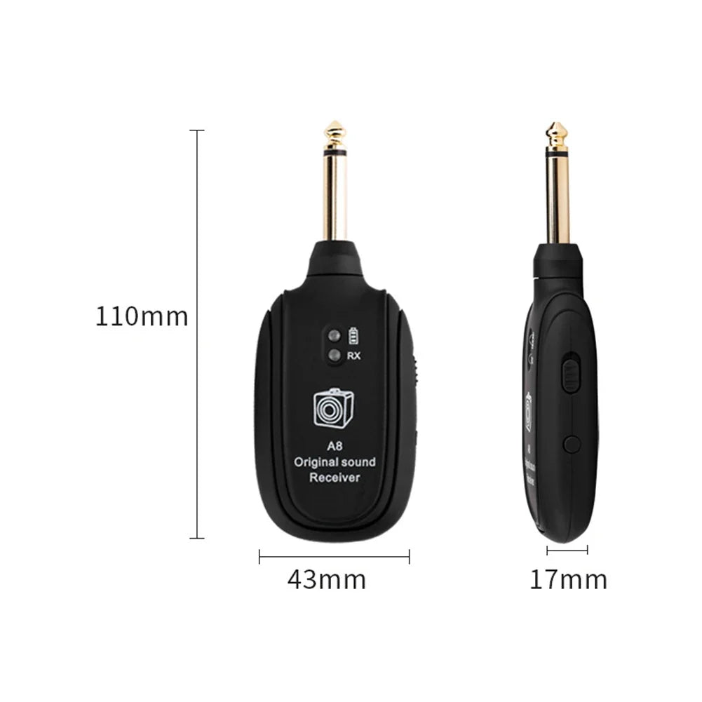 A8 UHF Wireless Guitar System – Transmitter & Receiver Rechargeable