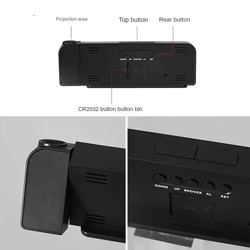USB Projection Alarm Clock | LED Display, Temperature & Date