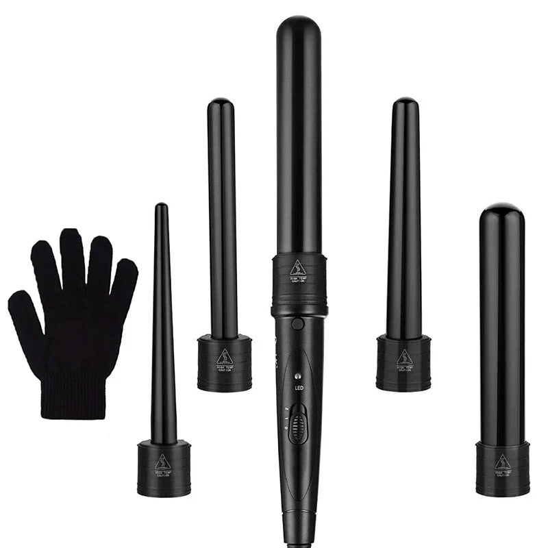 5-in-1 Ceramic LED Curling Iron Set with LCD | Hair Styler
