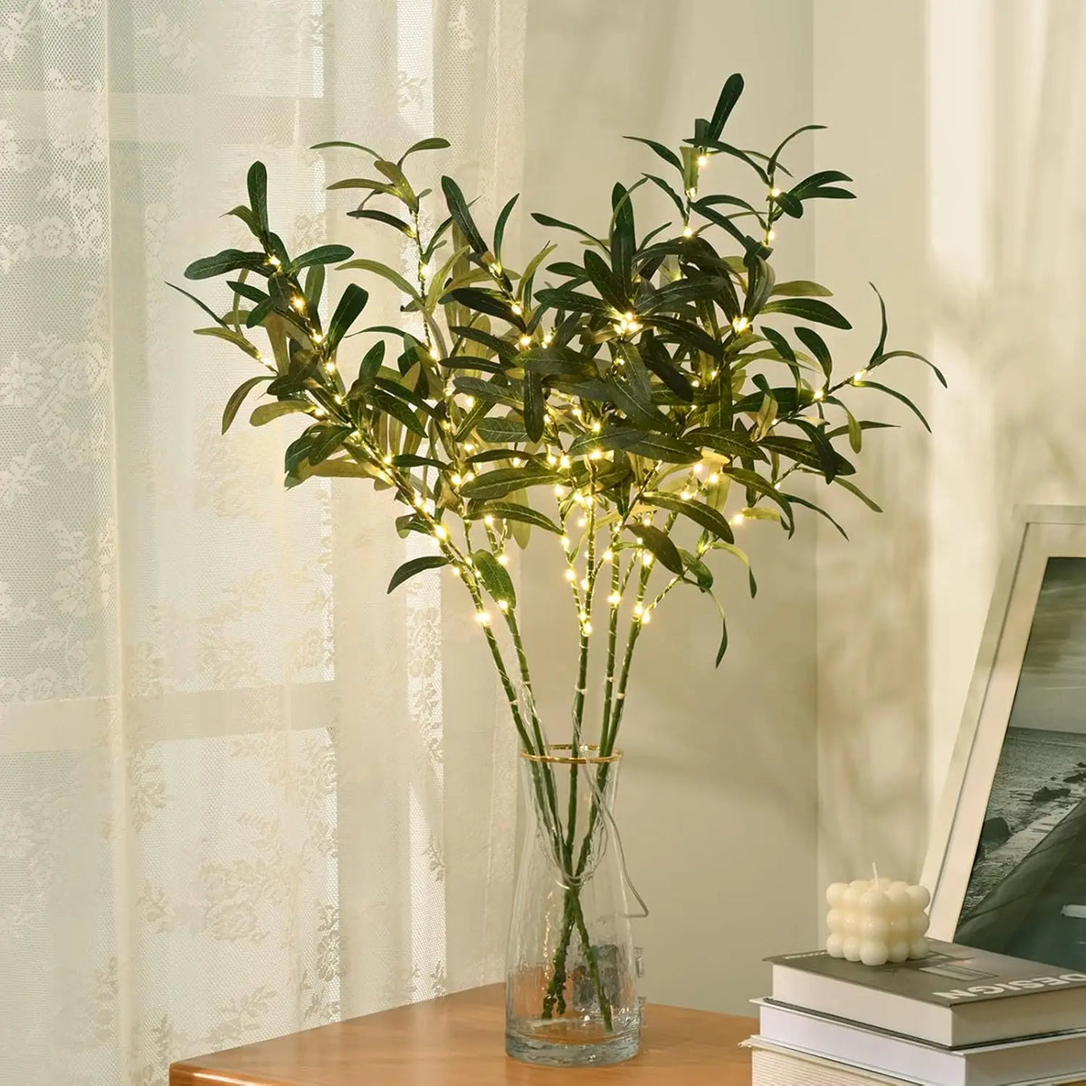 Lighted Artificial Olive Branches for Vases & Centerpieces