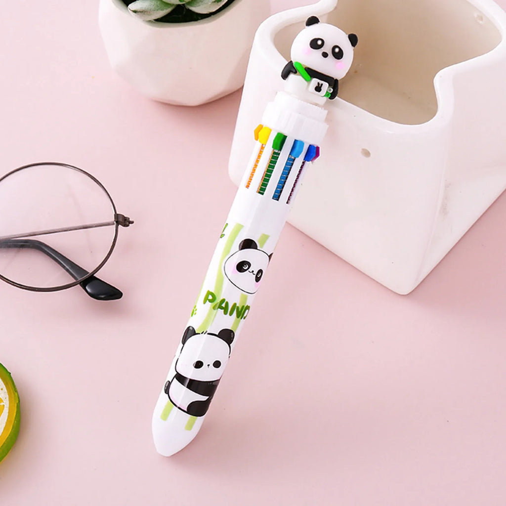 Cute Panda 10-in-1 Multicolor Ballpoint Pen | Kawaii Stationery