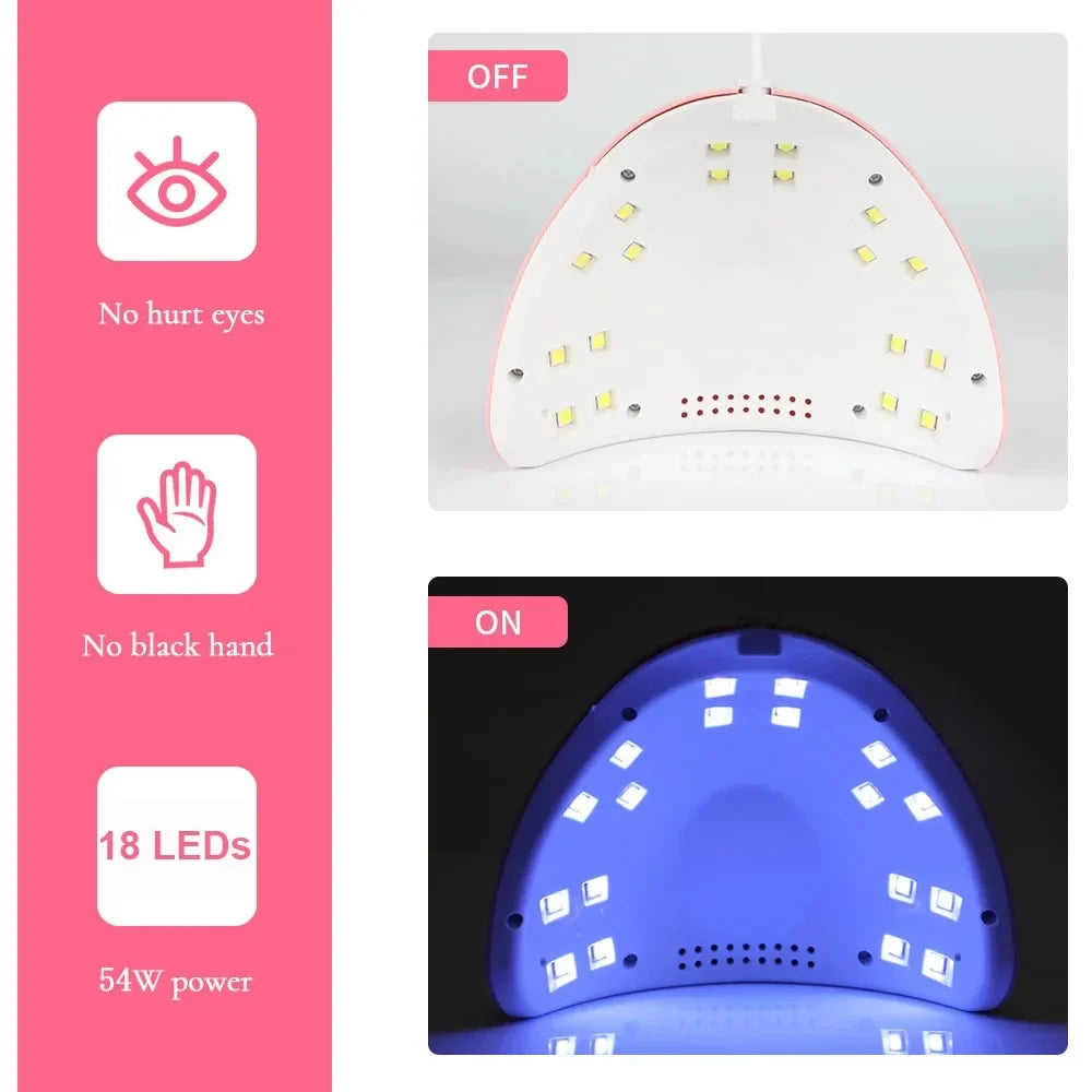 54W UV LED Nail Lamp Sunlight Quick-dry Tool Professional Fingernail