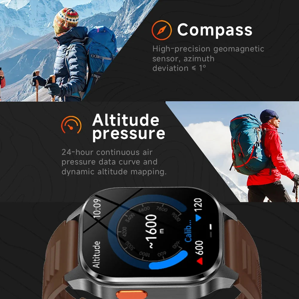 Yoateo Men's Smartwatch | Built-in GPS, Fitness & Compass