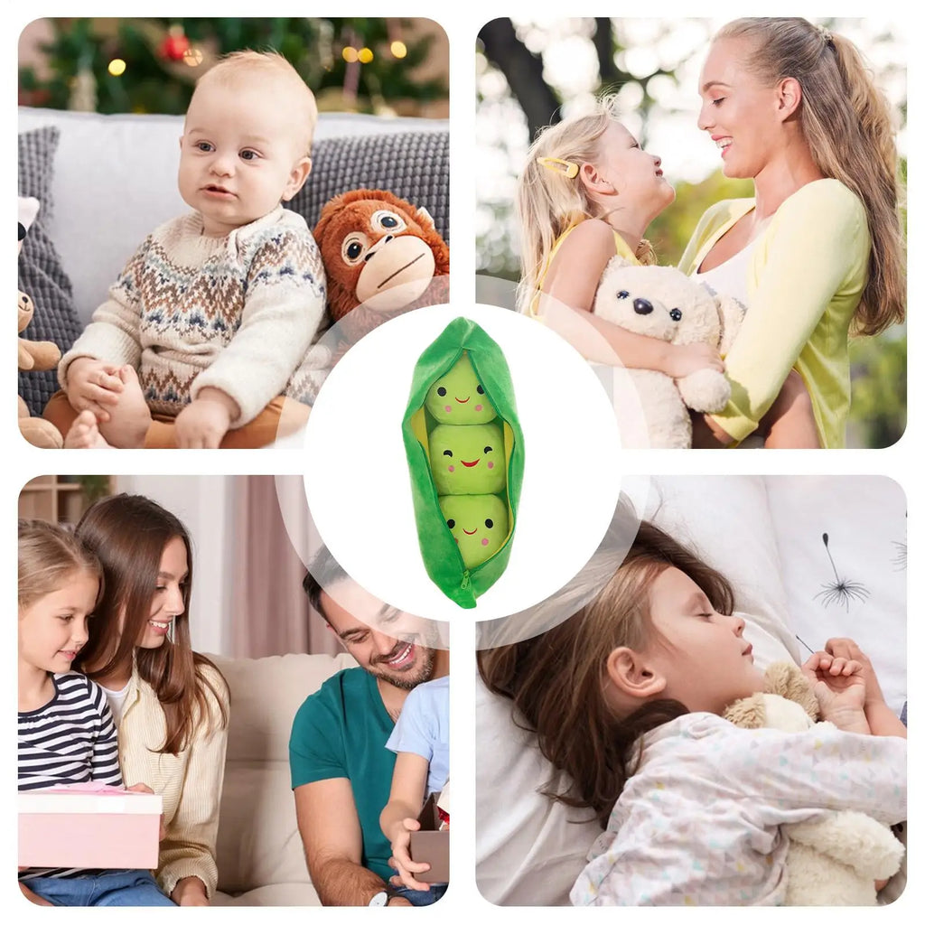 Pea Pod Plush Toy Pillow with 3 Bean Dolls | 25/40cm Gift