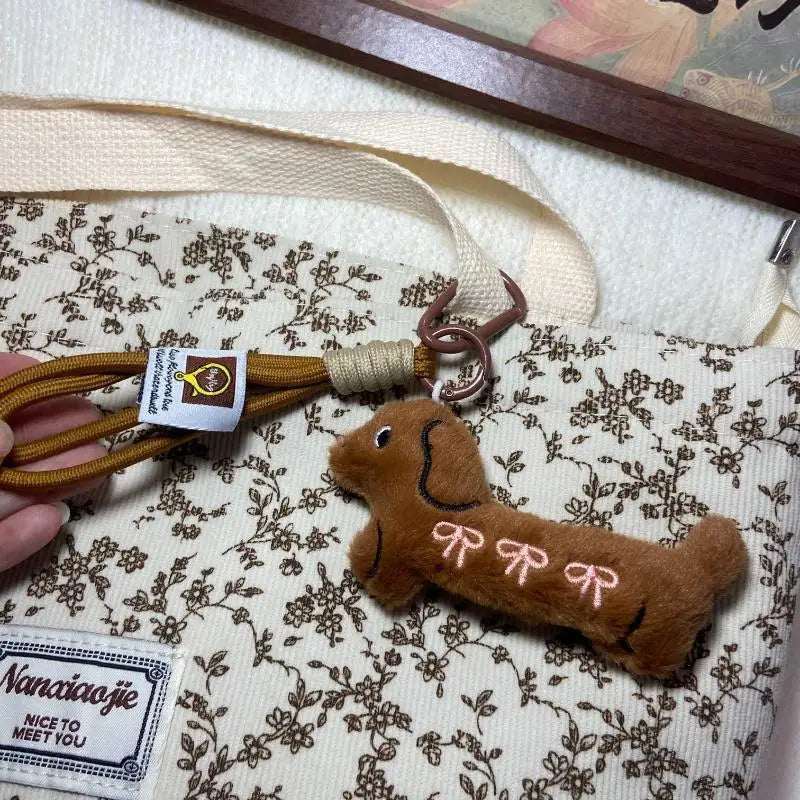 Dachshund Plush Keychain – Cute Stuffed Dog Keyring Pendant