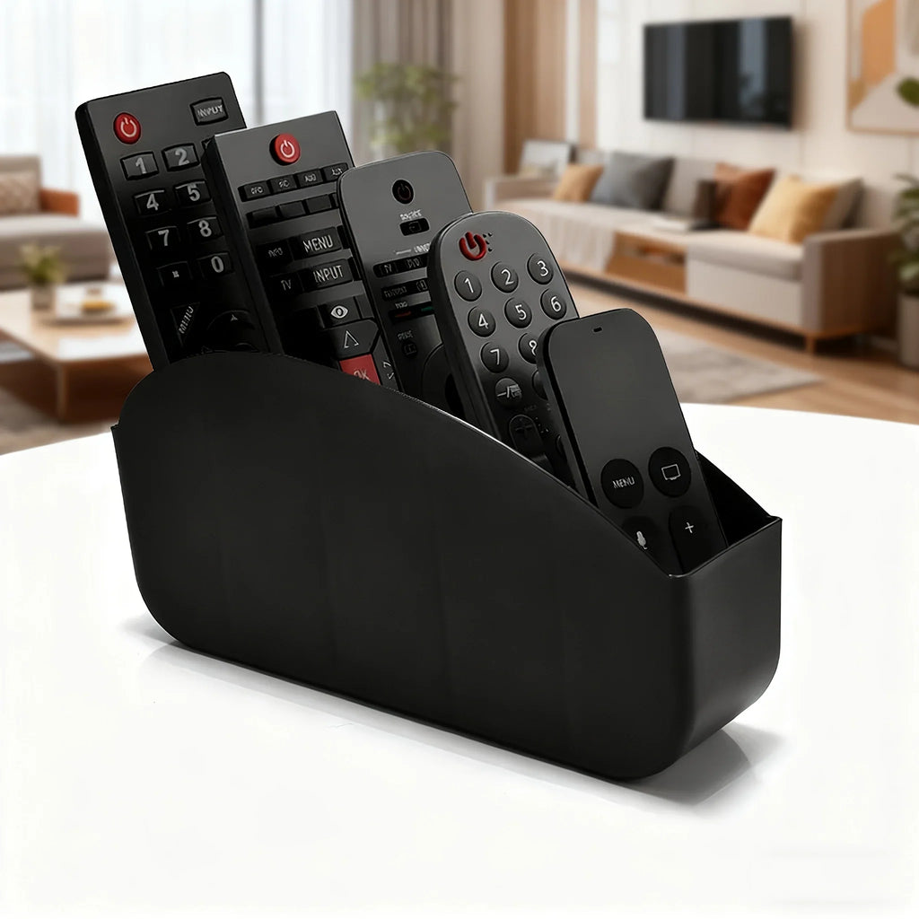 5 Compartments Remote Control Holder Plastic Storage Box Organizer TV