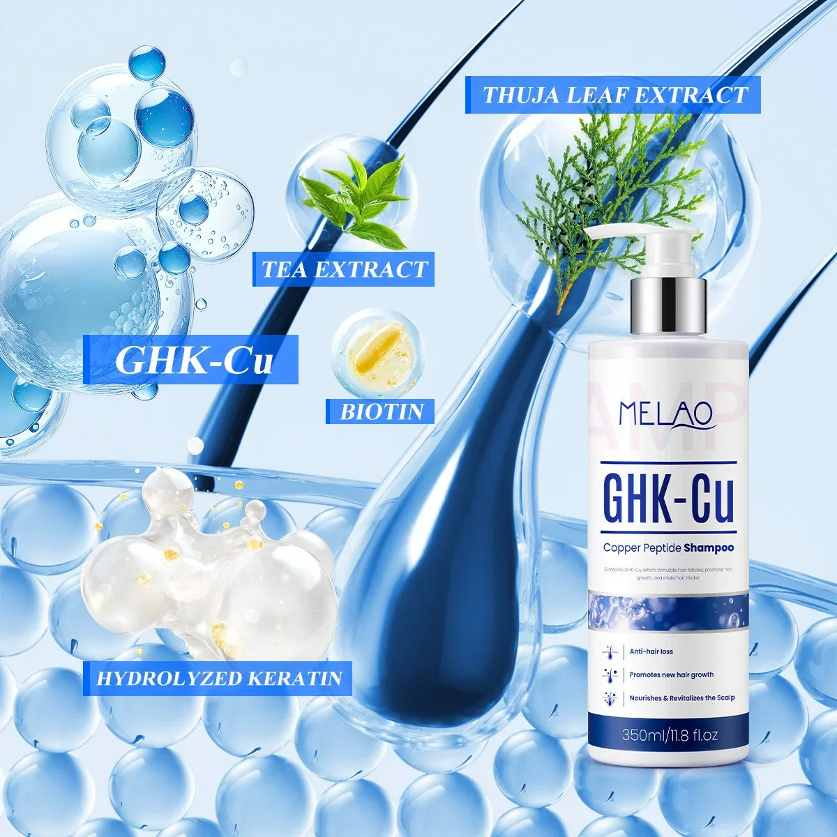 GHK-Cu Copper Peptide Hair Growth Shampoo Dual Peptides Anti Loss