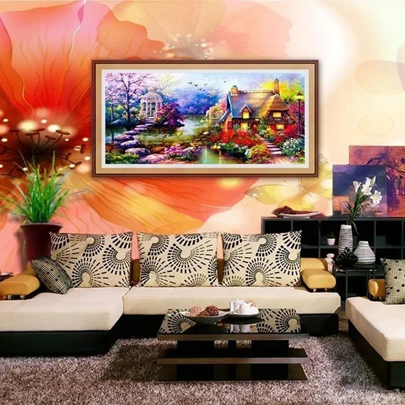 5D DIY Diamond Painting Kit – Garden Lodge Landscape 35×70cm