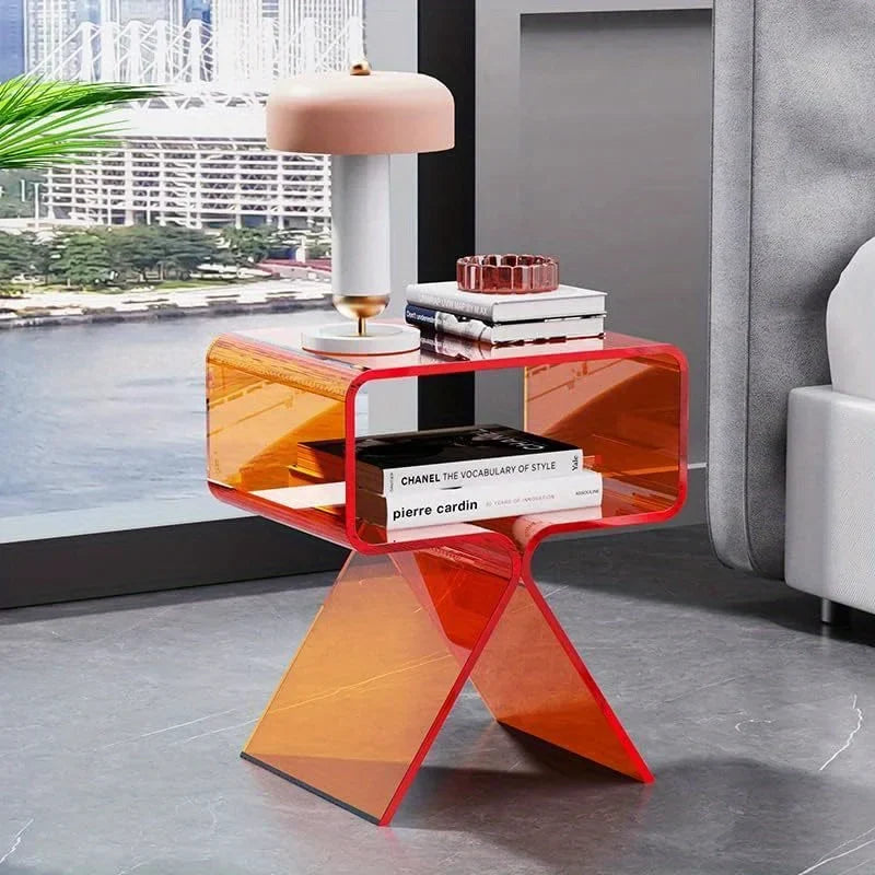Modern Transparent Acrylic Bedside Table – Narrow Side End Table
