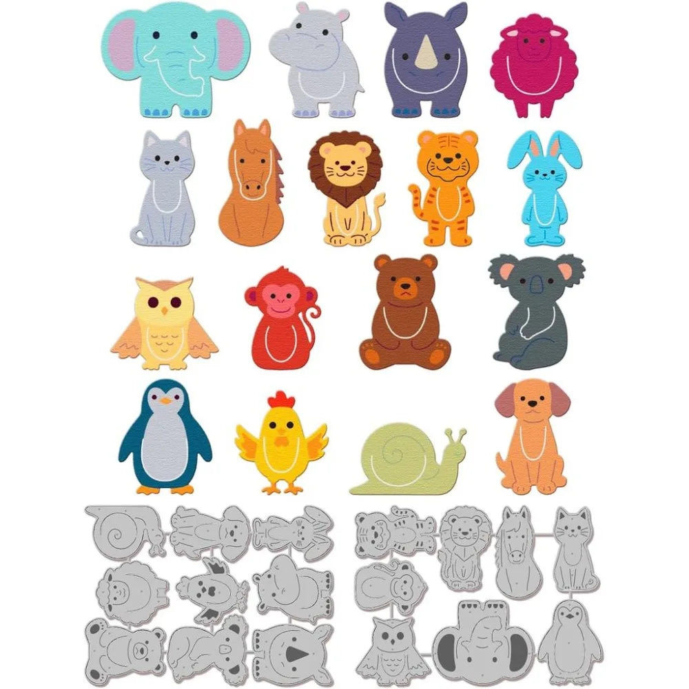 Cartoon Animal Bookmark Cutting Dies – 17pc Metal Die Cut Set