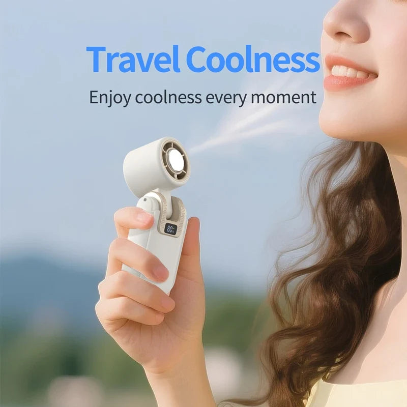 Mini Portable Handheld Fan USB Rechargeable Foldable Turbo 5-Speed