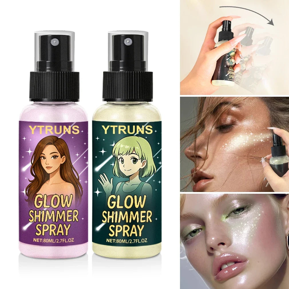 Glow Shimmer Spray for Face, Body & Hair – Glitter Highlight Mist