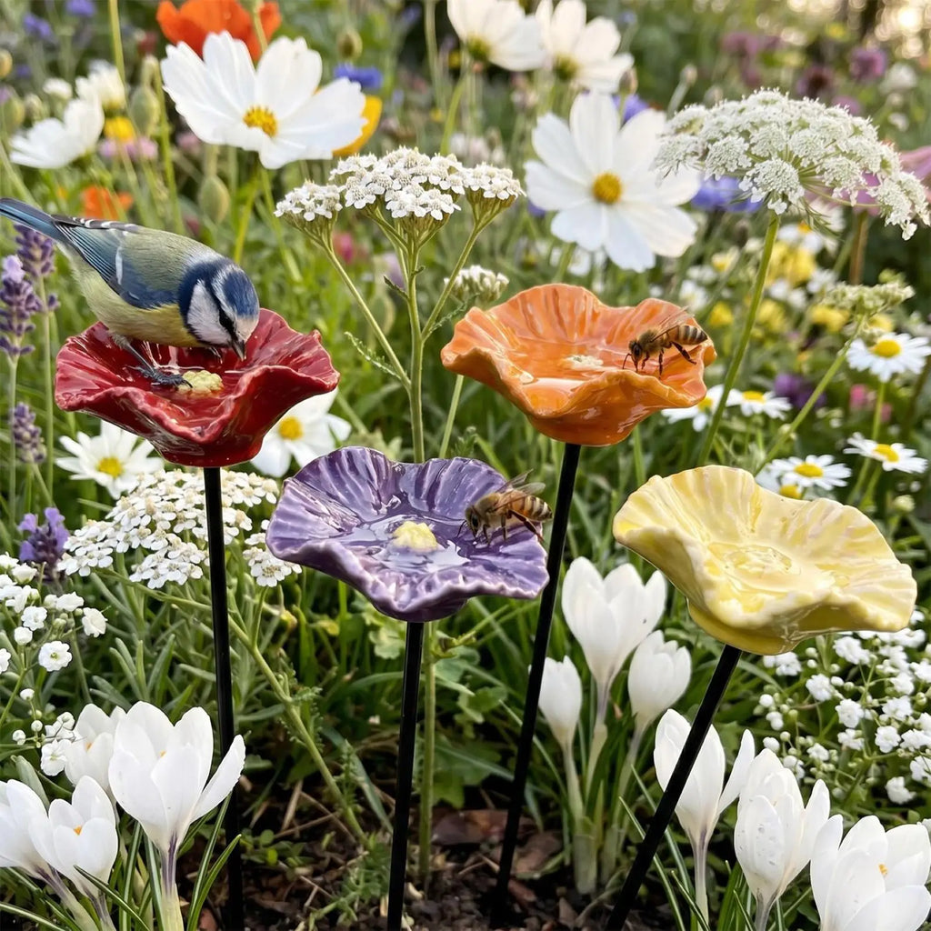 Bee Watering Station 4-Piece Flower Pollinator Drinking Bowl
